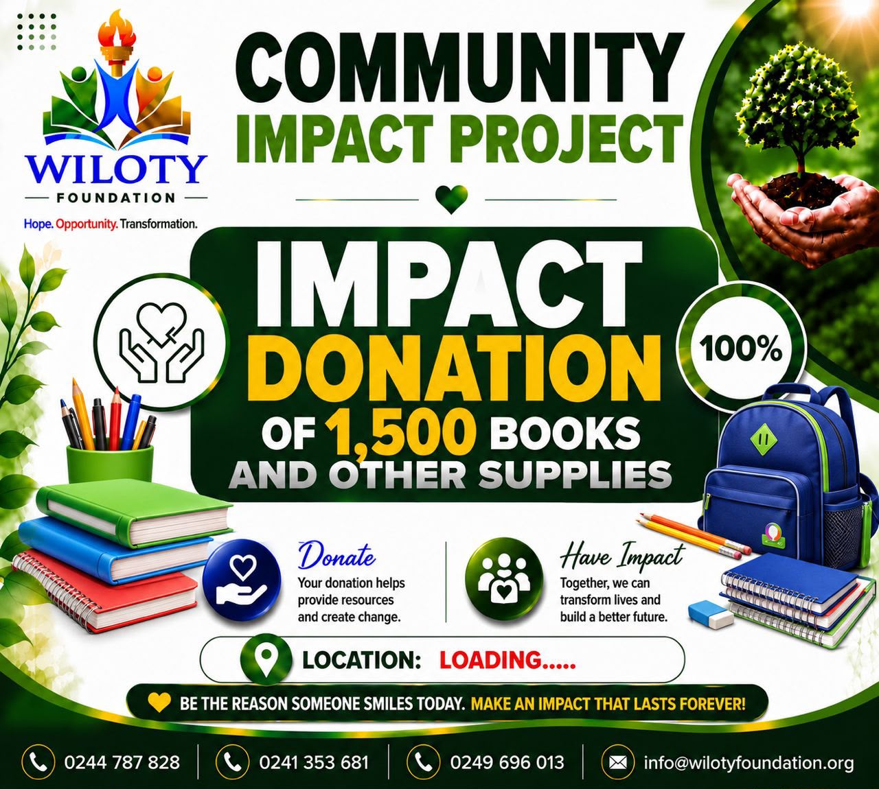 Wiloty Foundation to Donate Books and Educational Supplies to Four Schools